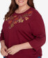 Plus Size Classic Falling Leaves Ruched Sides Top