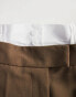 ASOS DESIGN tailored relaxed dad trouser with double waistband in sand