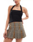 COLLUSION ultimate tailored pleated mini skort in brown heritage check