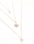 ASOS DESIGN multirow necklace with snake and celestial design in gold tone