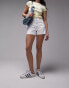 Topshop denim comfort stretch Mom shorts in white