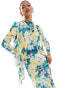 Daska long sleeve maxi dress with cape detail in floral print