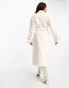 Forever New Petite formal wrap coat with tie belt in cream