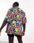 ASOS DESIGN oversized revere longline bowling shirt in bright floral print