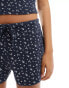 ASOS DESIGN textured short co-ord in navy ditsy print