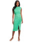 Women's Cowl Neck Ruched Midi Dress