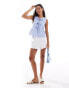 Stradivarius bow front sleeveless top in blue stripe