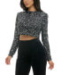 Juniors' Imitation-Pearl-Trim Sequin Velvet Top