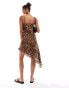 Miss Selfridge chiffon double layer asym hem dress in animal print