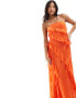 Forever New Petite bandeau ruffle midaxi dress in orange