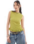 COLLUSION slash neck tank top with ruffle hem in lime