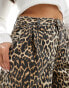 River Island tailored denim shorts in leopard print