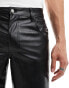 ASOS DESIGN flare leather look trouser in black with buckle hem detail