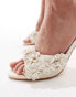 Public Desire Sable heeled mules with applique flowers in cream