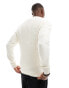 River Island slong sleeve waffle crew jumper in ecru