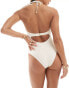 New Look crochet halter swimsuit in cream