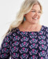 Style & Co Plus Size Printed Cotton Square-Neck Top, Created for