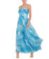 Women's Printed Pleated Ruffled Gown