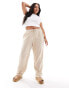 ONLY Curve cheesecloth wide leg trouser in beige