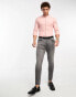 ASOS DESIGN skinny shirt with grandad collar in pink