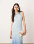 ASOS EDITION knitted sheer sleeveless maxi column dress in blue ombre