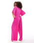 YAS plisse blouson wide leg jumpsuit in pink - PINK