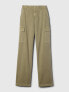 Mid Rise Loose Khaki Cargo Pants