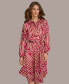 Donna Karan Women's Printed Button-Front Belted Dress