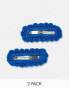 DesignB London pack of 2 crochet hair clips in blue