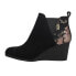 TOMS Kelsey Graphic Wedge Round Toe Floral Womens Black Casual Boots 10017369T