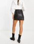 Urbancode real leather ruched skirt in black