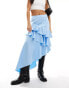 Labelrail x Olivia Grace Herring tiered satin midi skirt in blue