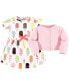 Toddler Girls Organic Cotton Dress and Cardigan, Popsicle