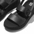 FITFLOP F-Mode Espadrille Buckle Leather Flatform Slides