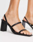 Mango block heeled 3 strap sandal in black