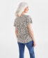 Women's Printed Smocked-Shoulder V-Neck Top, Created for Macy's