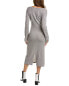 Qi Cashmere Boat Neck Cashmere Midi Dress Women's Grey Xl