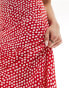 Wednesday's Girl polka dot print bias cut midaxi skirt in red