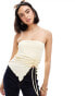 ASOS DESIGN ruched bandeau top in soft yellow