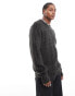 Bravesoul heavyweight pineapple stitch jumper in black & charcoal twist