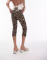 Topshop leopard print ponte capri in brown