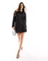 In The Style exclusive sequin split detail shift dress in black