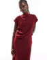 ASOS DESIGN slinky drape midi dress in wine