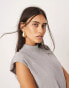 ASOS EDITION jersey rib shoulder pad longline top co-ord in grey