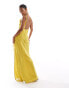 ASOS DESIGN cami maxi dress with cowl neck and ruffle split detail in yellow