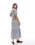 Brave Soul seersucker maxi dress in blue gingham print