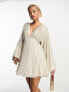 ASOS DESIGN embellished smock mini dress with gold linear embellishment